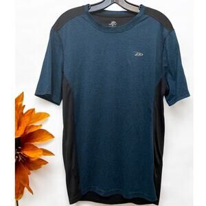 Pro Player Men's Shirt Blue Black Short Sleeve Size Medium Stretchy Activewear